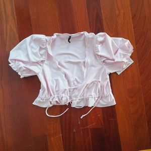 Lavender silk tie front top 💜